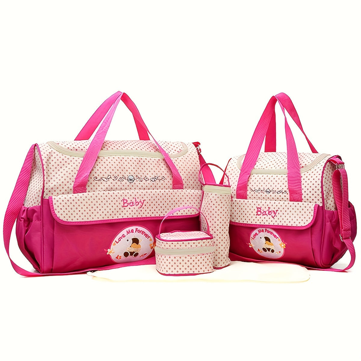 Mommy Bag Set 5-Piece Large Capacity Diaper Bag with Bottle Cover and Accessories