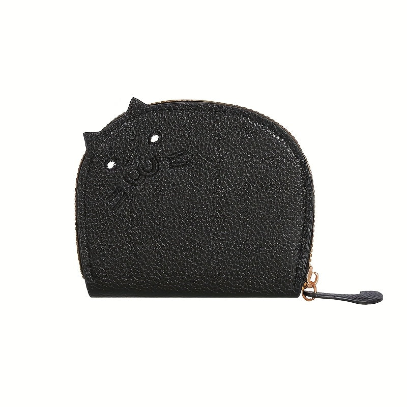Cat-Shaped Casual Wallet for Women Synthetic Material Card Slots Zipper Closure