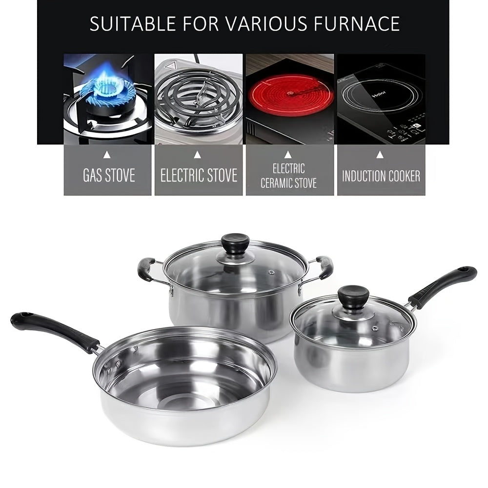 Durable Stainless Steel Cookware Set 6 Pieces Pots and Pans Nonstick Oven Safe