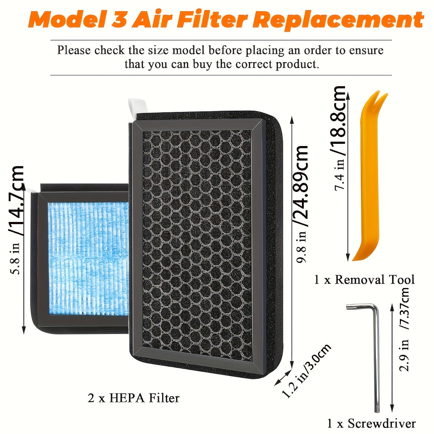 HEPA Air Filter Pack for Tesla Model 3 and Y Activated Carbon Cabin Replacement