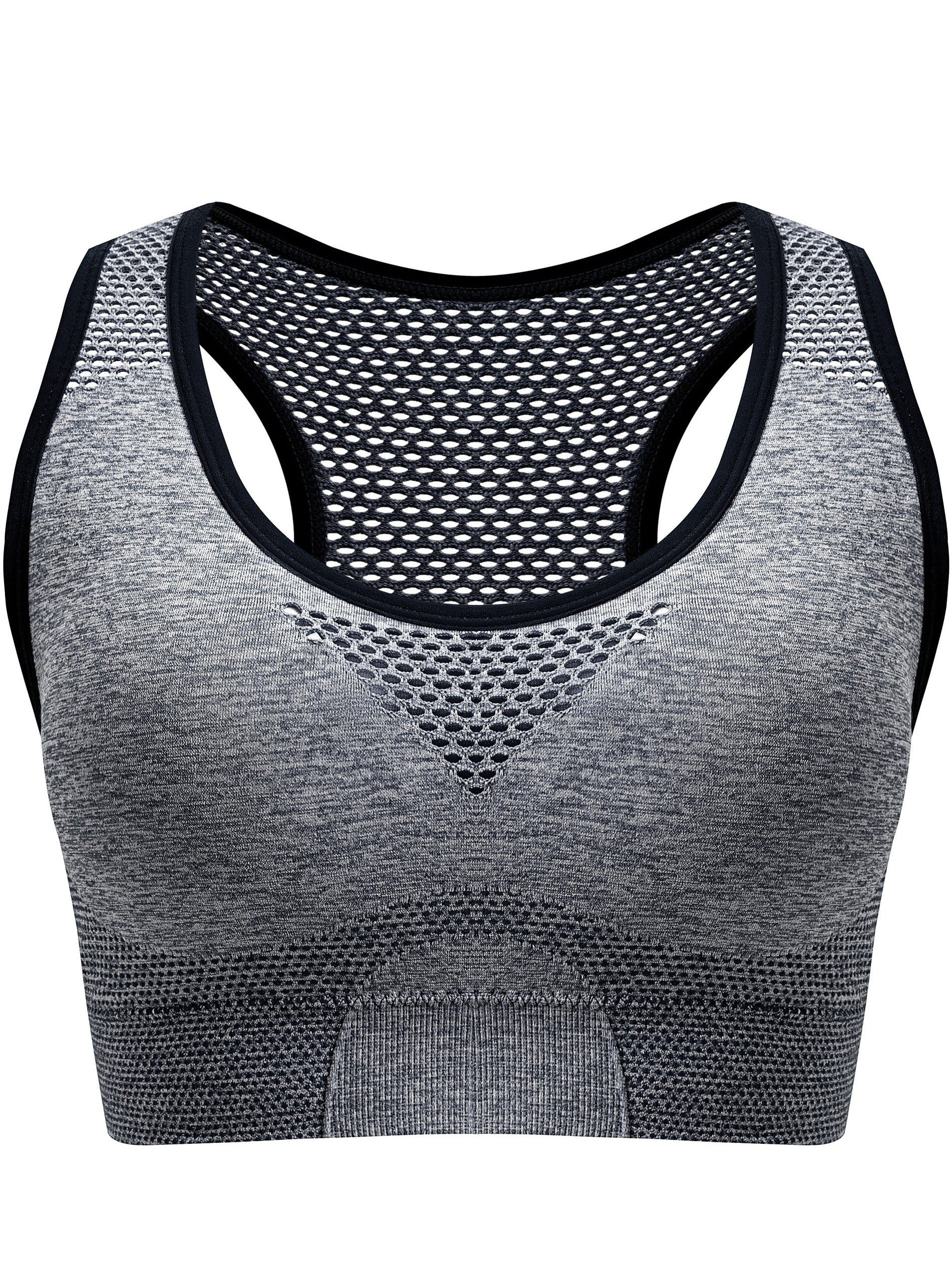 Women's Plus Size Breathable Seamless Mesh Sports Bra Low Support Yoga Top