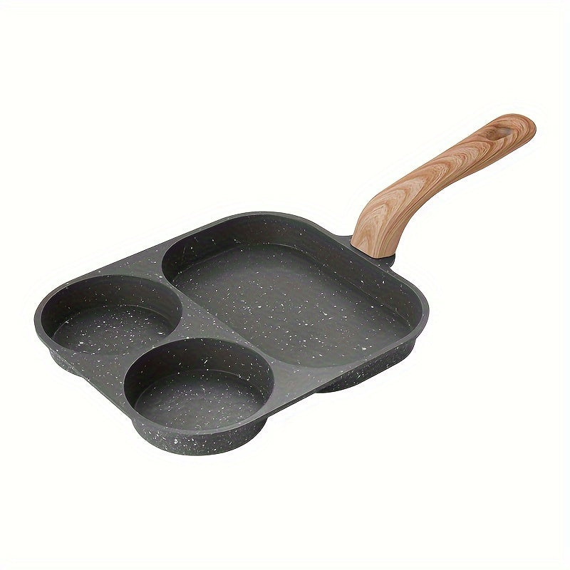 3-in-1 Non-Stick Aluminum Frying Pan for Eggs and Pancakes Induction Gas Stove Multi-Section Breakfast Skillet