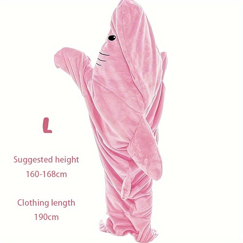 Утолщенные и теплые 1 шт. пижамы для отдыха с дизайном забавной мультяшной акулы, которые превращаются в многофункциональное одеяло, идеально подходят для ношения дома или в качестве уютного спального мешка.
