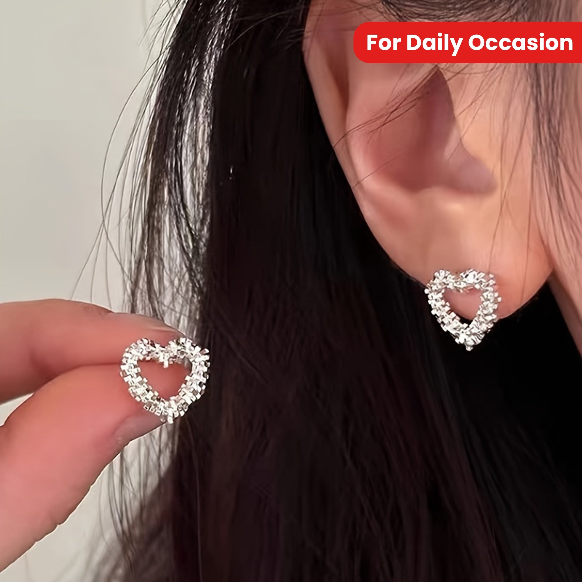 Women's Hollow Heart Earrings Light Luxury Daily Versatile Jewelry