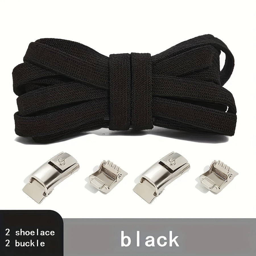 Unisex Spandex No-Tie Elastic Shoelaces Quick-Release Athletic Shoe Laces