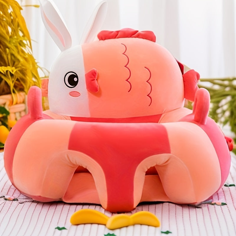 Kids' Animal-Shaped Learning Chair Plush Floor Seat for Posture and Hip Growth Ages 4 Months to 14 Years Orange Grey Pink Blue