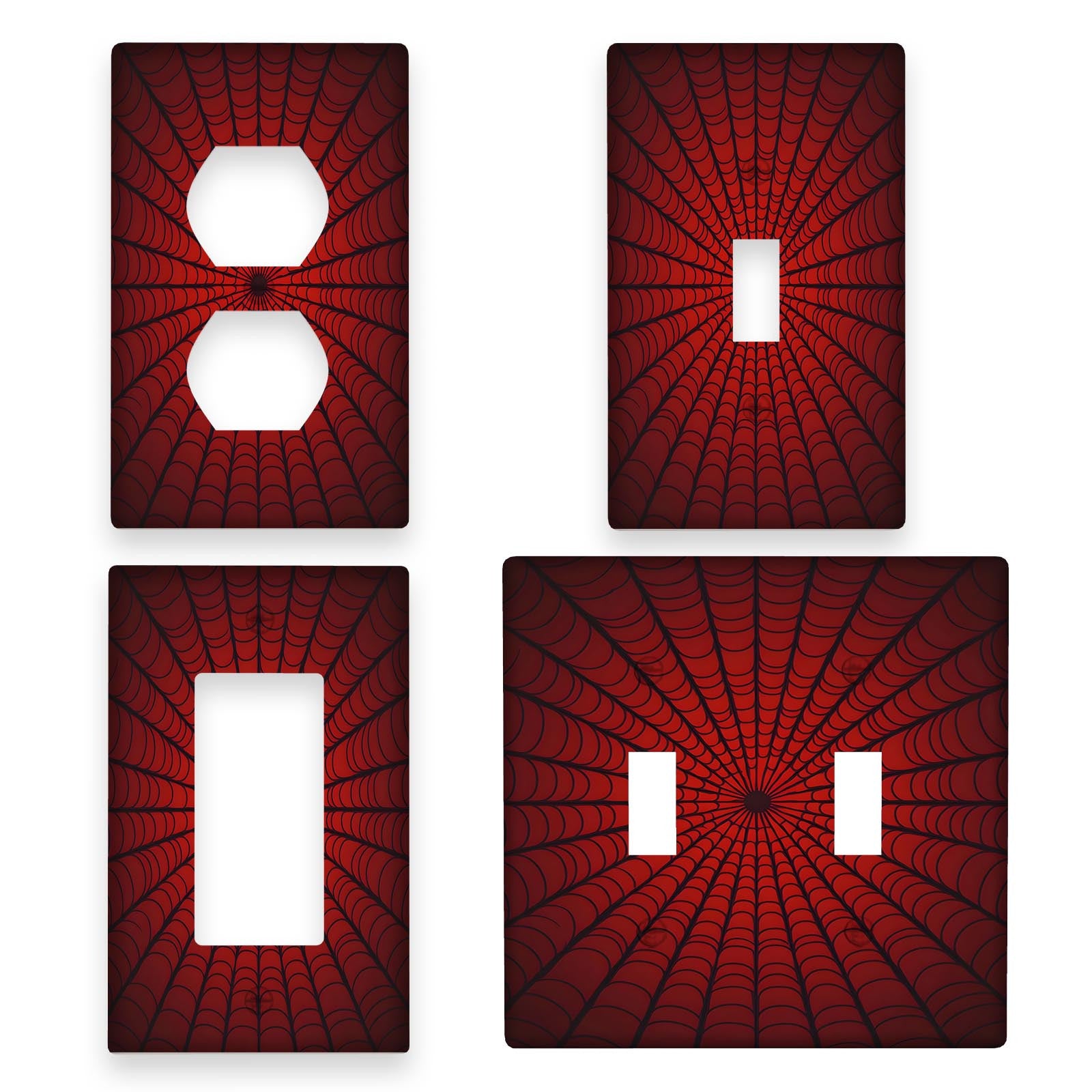 Spider Web Design Light Switch Cover Black or Red 1-Gang or 2-Gang for Bathroom Bedroom Living Room