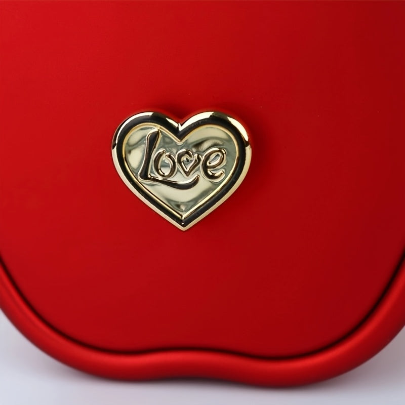 Red Apple Gift Box with Heart Pendant Necklace Rose Gold Plated Synthetic Zirconia Jewelry for Women