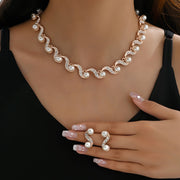 Pearl and Diamond Jewelry Set for Brides Wedding Accessories