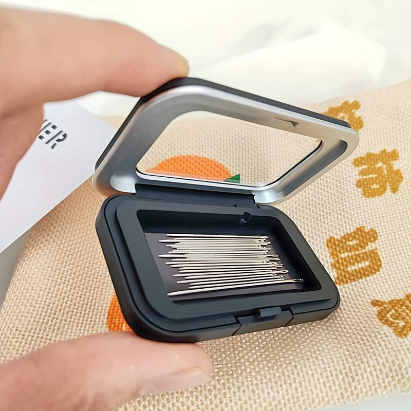 Black Magnetic Needle Box for Cross Stitch and Embroidery Tools Stainless Steel Frosted Black