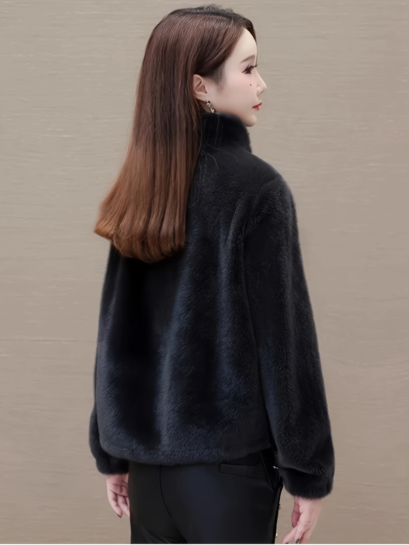 Women's Faux Fur Coat Long Sleeve Open Front Casual Winter Solid Color