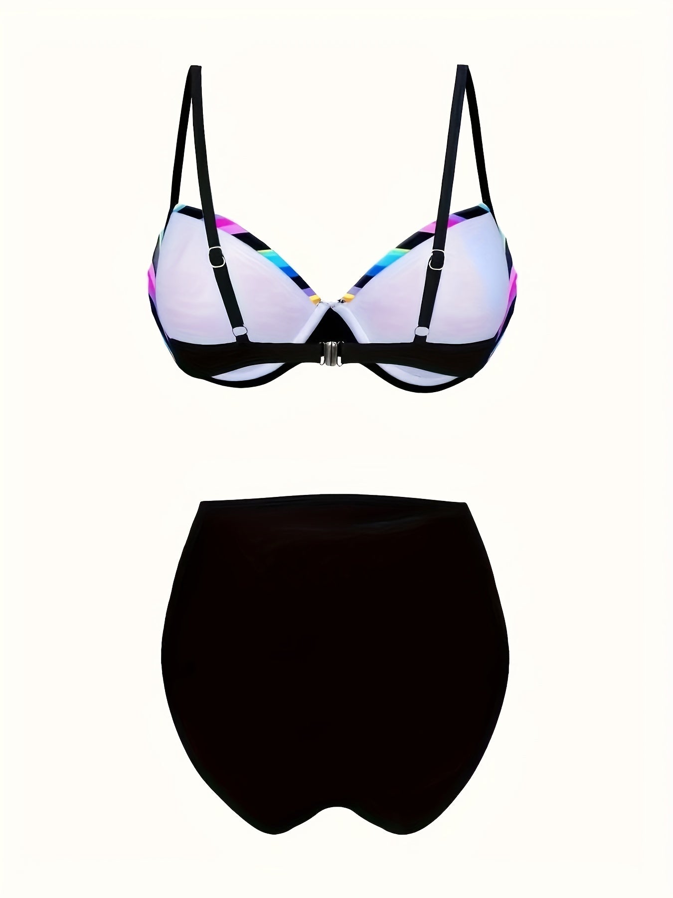 Women's Bikini Swimsuit Hard Case P2024-009 with Stripes and High Stretch Fabric