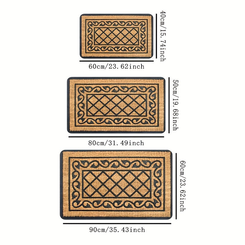 PVC qoplamali, sirpanmaydigan orqa qismi bilan to'rtburchakli ochiq kirish gilami, mustahkam polyester tuzilishi - old eshik uchun oson tozalanadigan xush kelibsiz gilam, 1 dona
