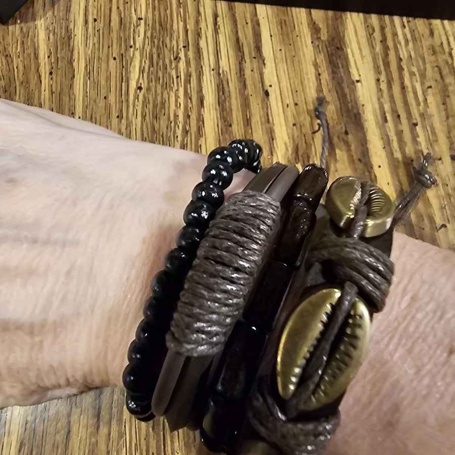 Set of 5 Men's Quartz Watches with Matching Bracelets Casual Zinc Alloy Faux Leather