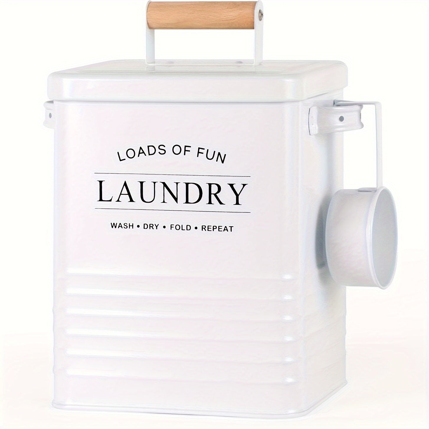 Metal Laundry Detergent Dispenser with Scoop Rustic Farmhouse Style Space-Saving Organizer for Laundry Room