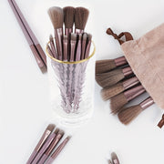 Ayollar uchun makiyaj cho'tkasi to'plami, 13 ta sintetik tolalar, sayohat uchun sumka bilan