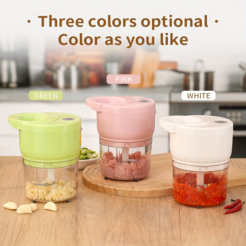 Pink Electric Meat Grinder and Vegetable Chopper Rechargeable USB Fast Grinding