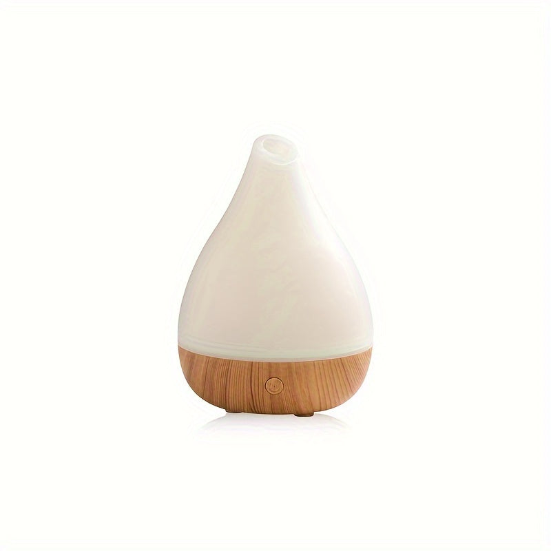 Small Wooden Grain Ultrasonic Aroma Diffuser Humidifier With Colorful Water Droplets