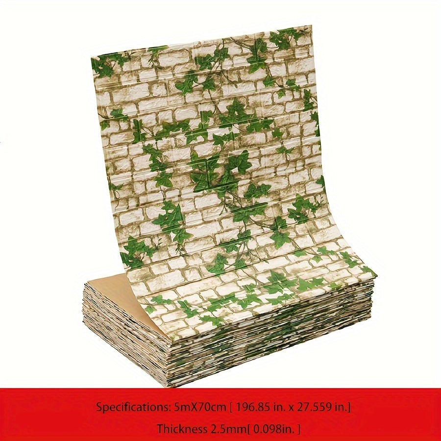 3D Brick Wallpaper Peel and Stick Waterproof Self-Adhesive Contact Paper for Home Decor 69.85cm x 16.4ft