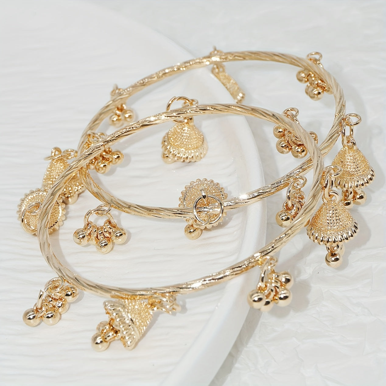 Women's Gold Zinc Alloy Bell Bracelet with Pearl Heel Jewelry