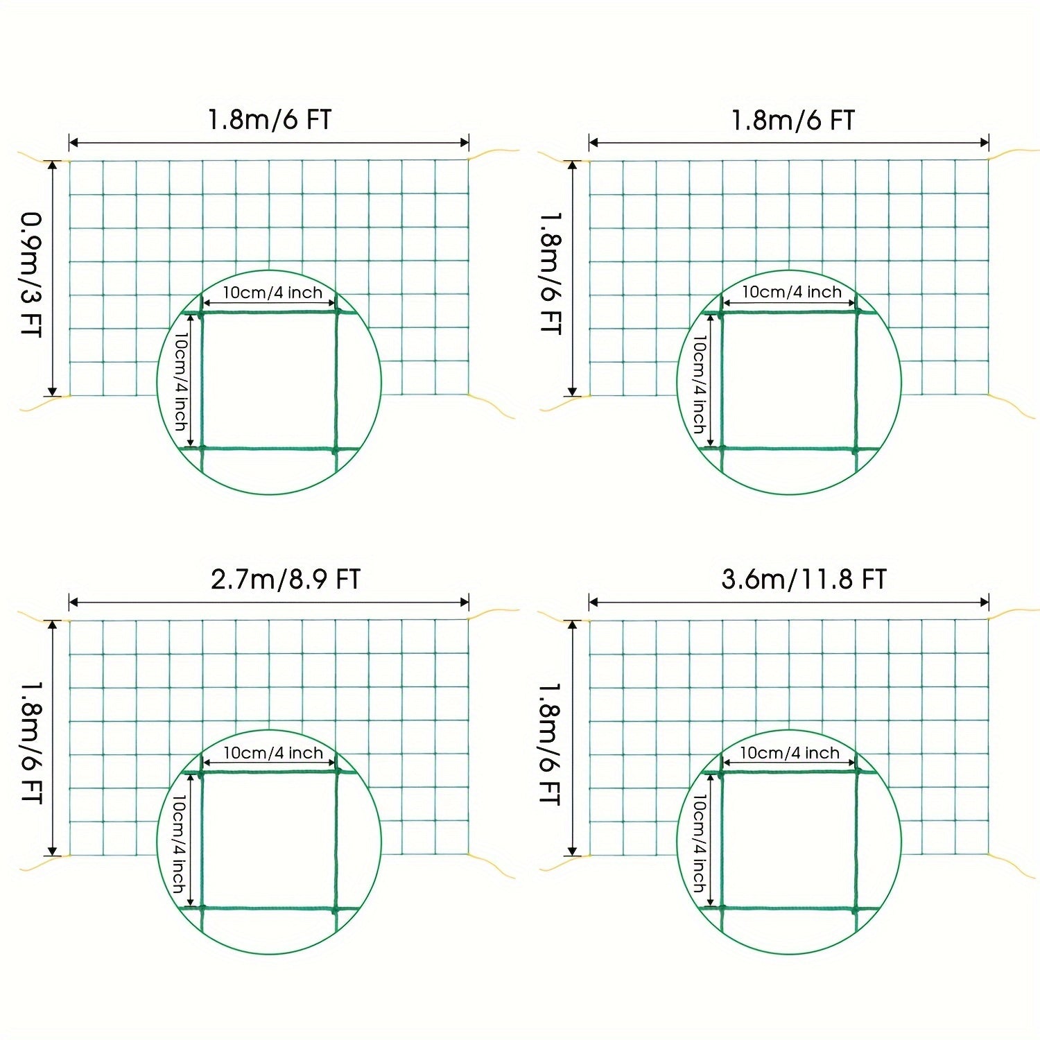 Red de enrejado de jardín de material PE para plantas trepadoras, verduras, frutas y flores 1 paquete