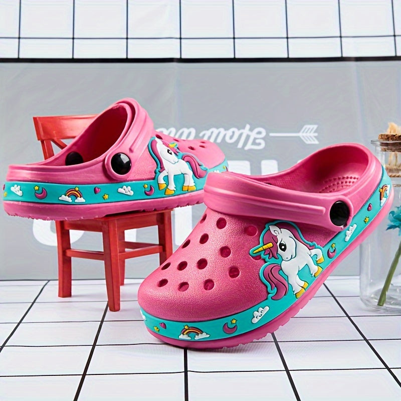 Girls Cartoon Clogs Lightweight Non-Slip EVA Indoor Outdoor Shoes