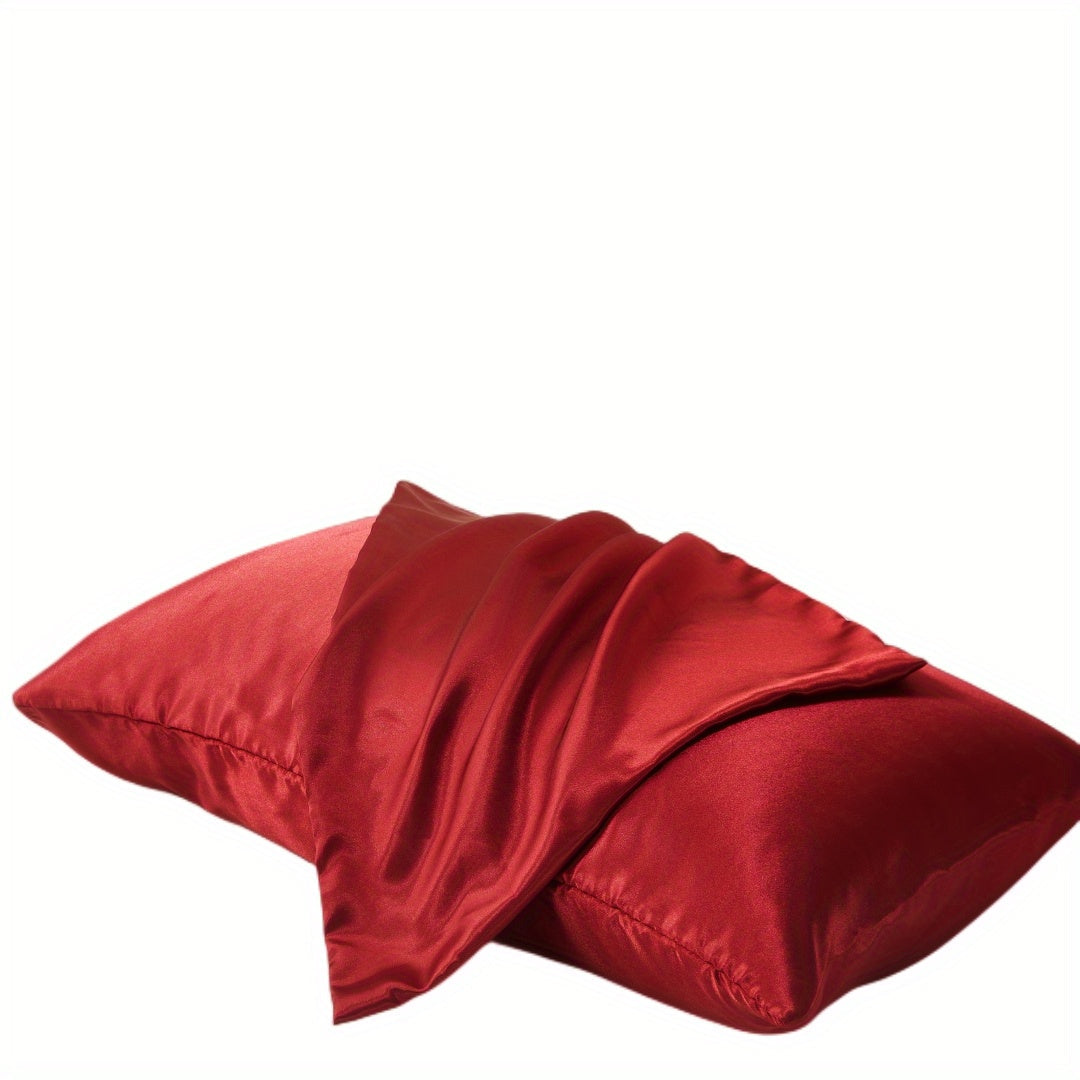 Set of 2 Soft Satin Pillowcases Hair Skin Friendly Envelope Closure