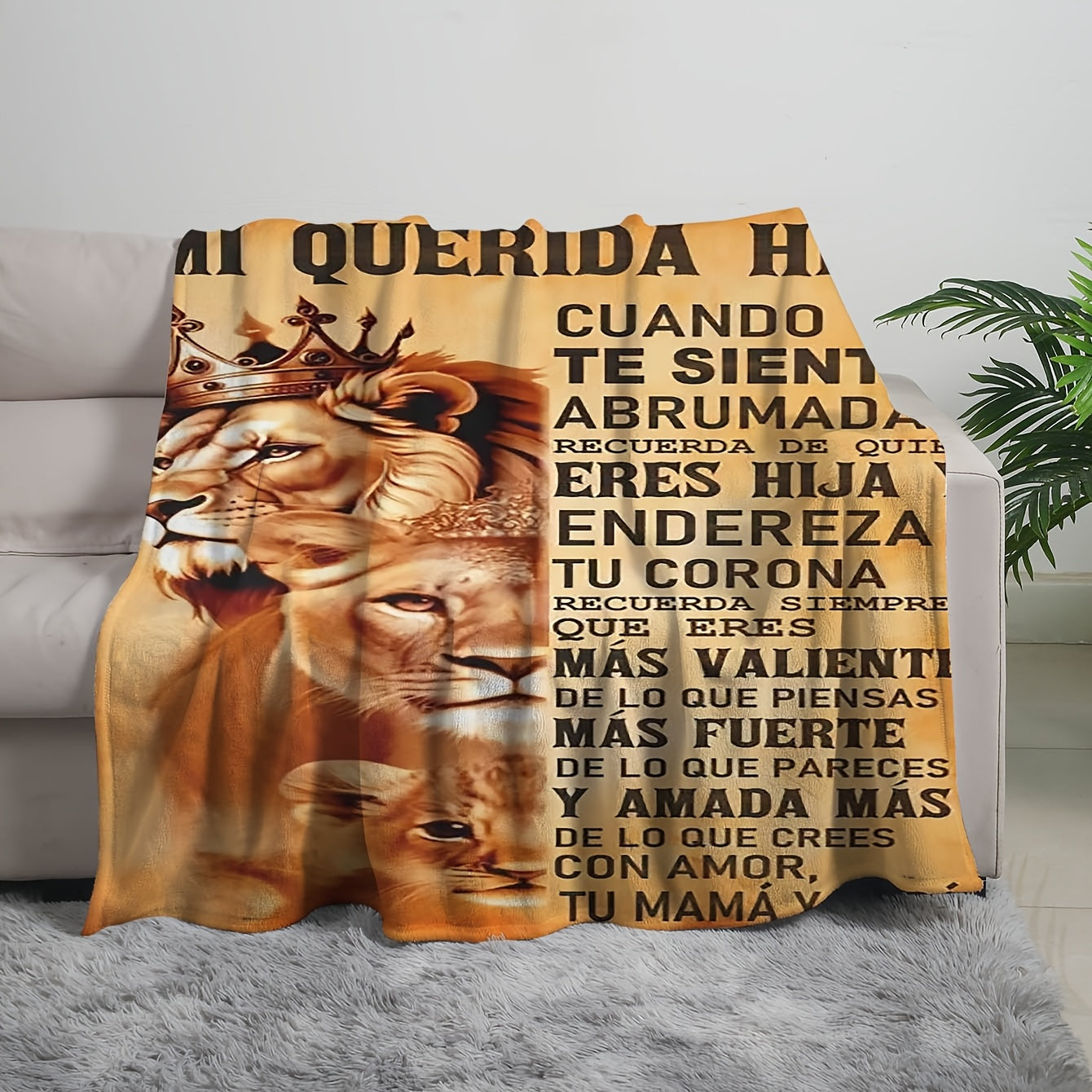 Cozy Flannel Throw Blanket with Inspirational Spanish Quotes for Couch Bed Outdoors