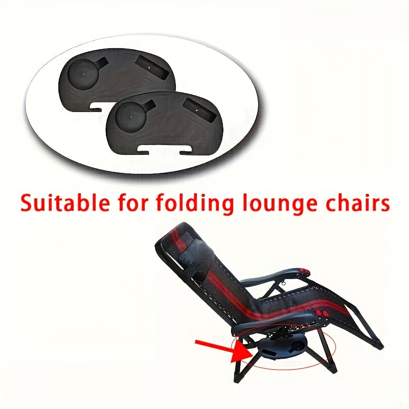 Black Folding Chair Attachment with Beverage and Snack Trays for Outdoor Use