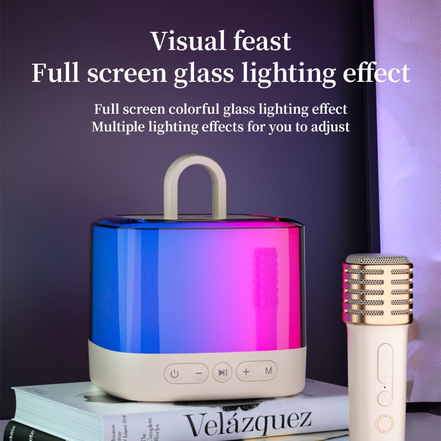 Mini Karaoke Machine with Wireless Microphone Party Lights for Kids and Teens