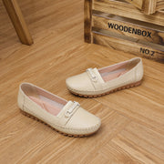 Women’s Breathable Flat Shoes - Round Toe Slip-Ons, White, All-Season