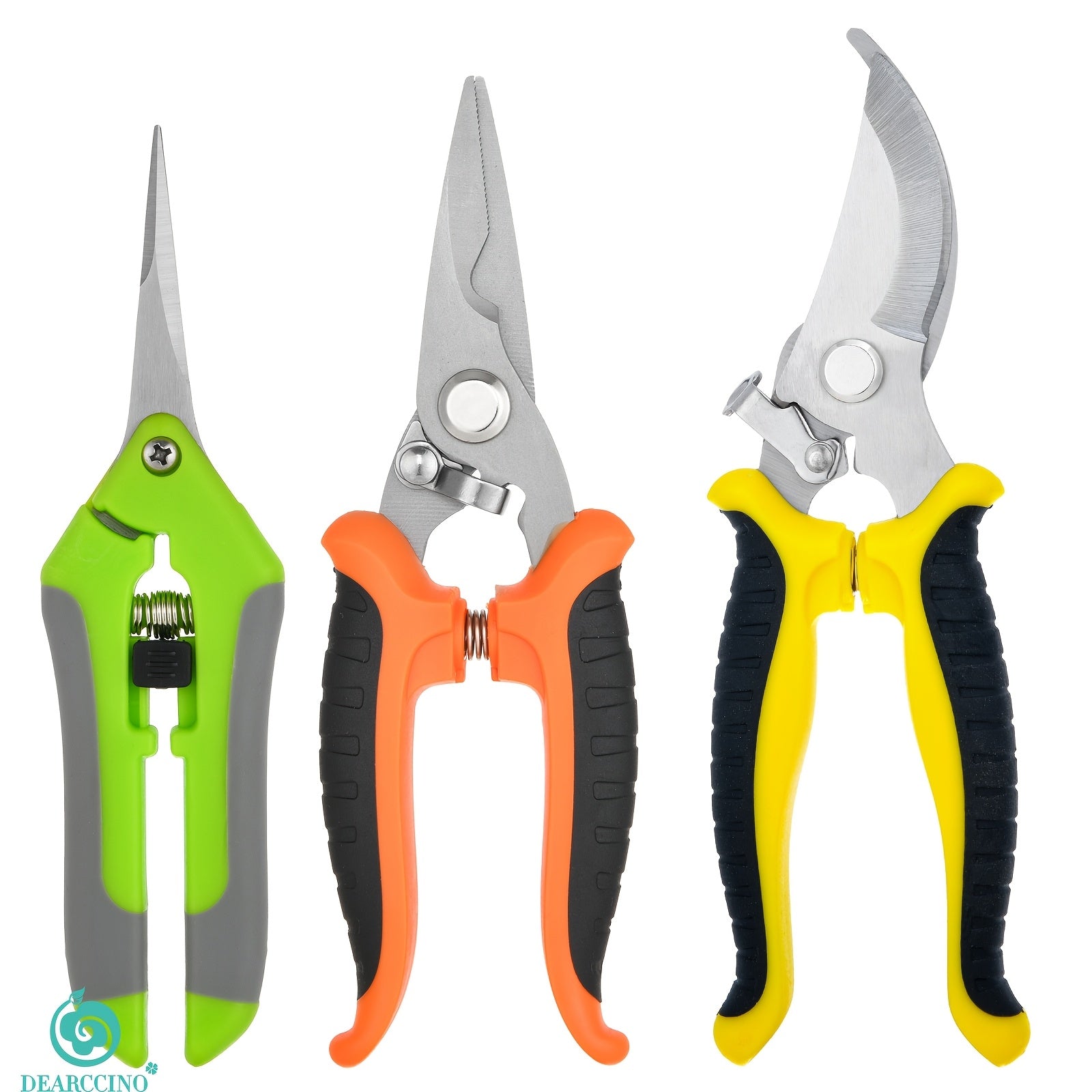 Set of 3 Stainless Steel Garden Pruning Shears Modern Durable for Trimming and Gardening