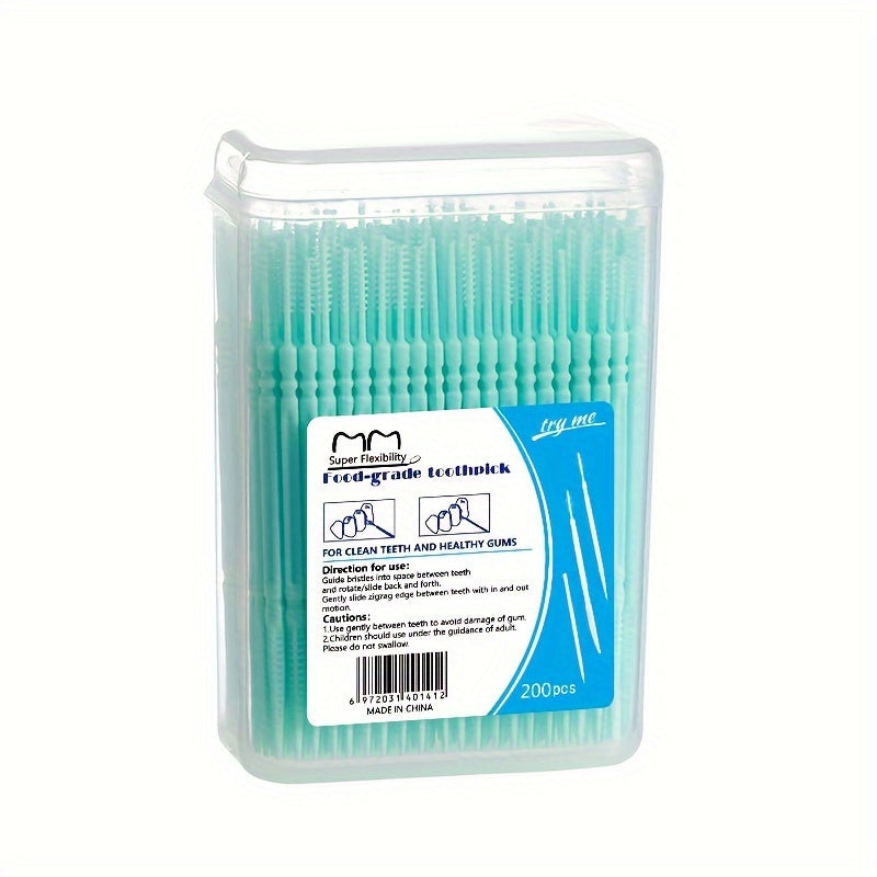 Ikki rangli plastik baliq suyak tish ignalari og‘iz gigiyenasi uchun, sayohat uchun quti