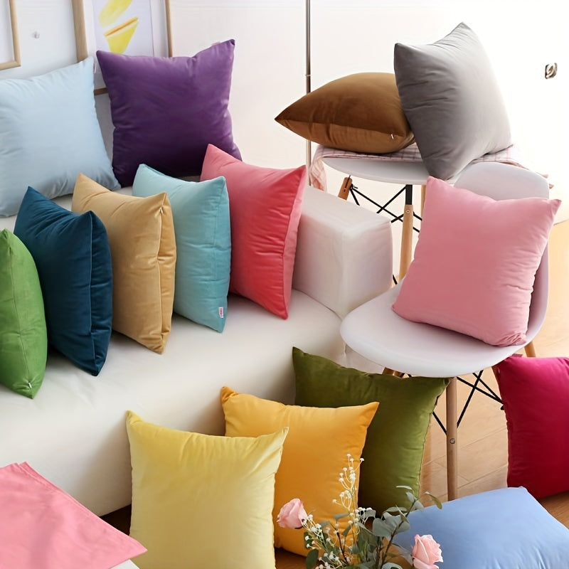 Velvet Pillow Cover Solid Color Cushion Cover for Sofa Bed Living Room 18x18 Inches