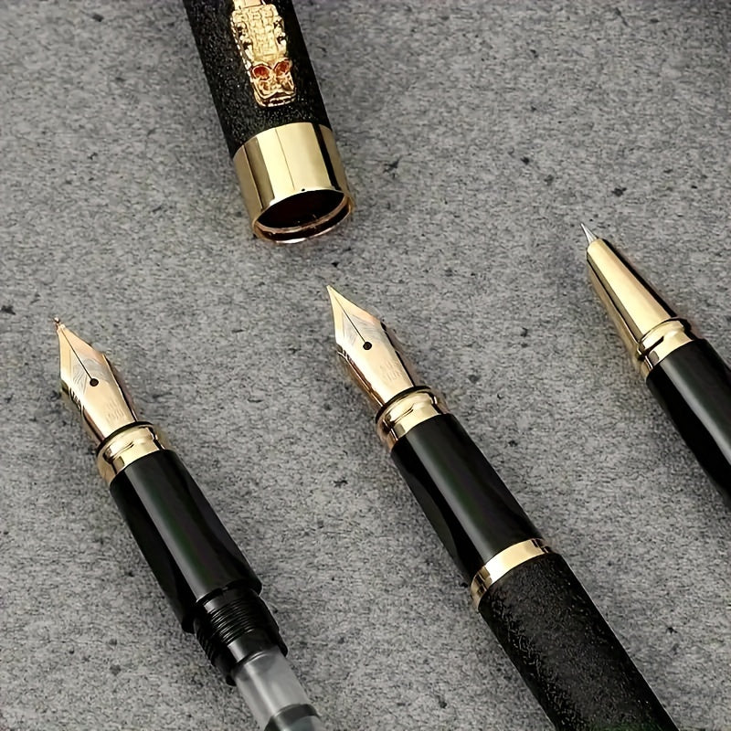 Luxury Pen Set with Ergonomic Metal Pens, Medium Rhodium Tips for Calligraphy and Office Use