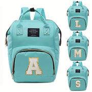 Chenille Letter Diaper Bag for Mom Stylish Travel Backpack with Multifunctional Features
