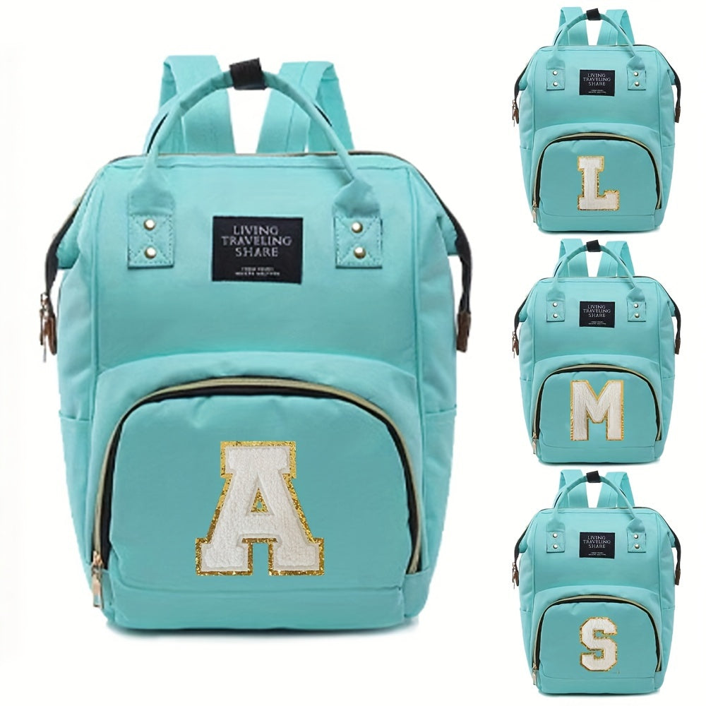 Chenille Letter Diaper Bag for Mom Stylish Travel Backpack with Multifunctional Features