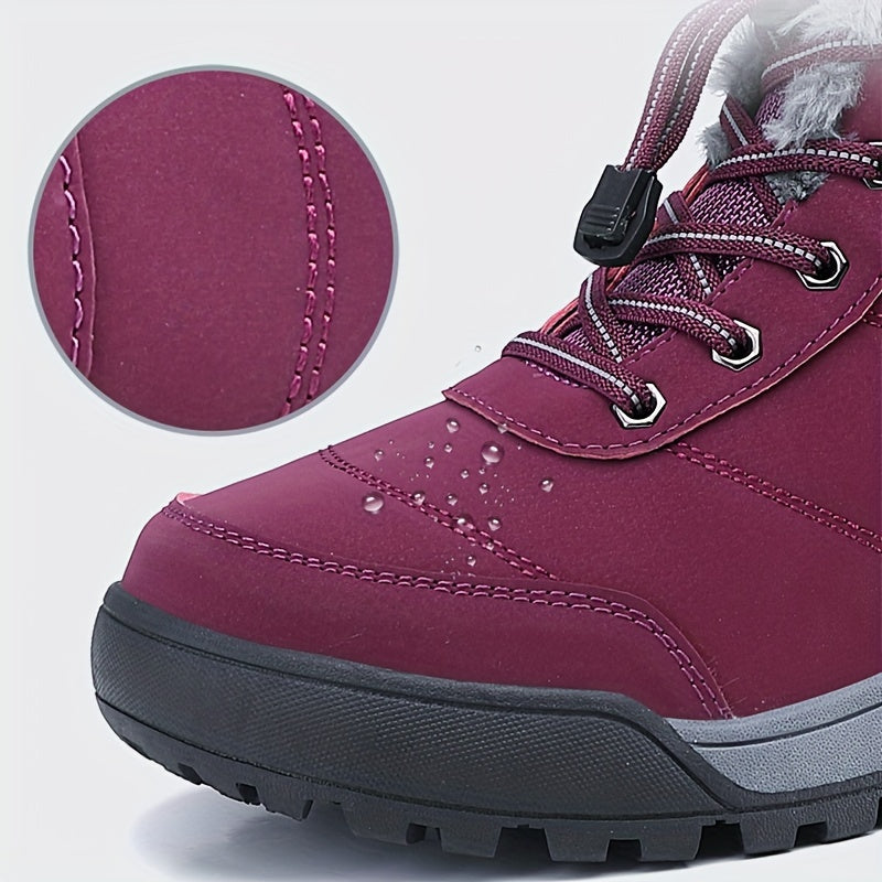 Women's Fleece-Lined Black Short Snow Boots Warm Waterproof Outdoor Shoes