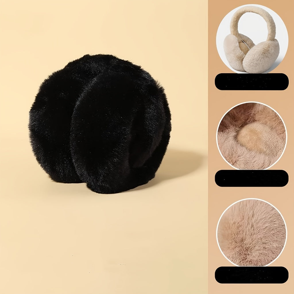 Velour Winter Earmuffs for Adults Soft Foldable Ear Warmers Cold Weather