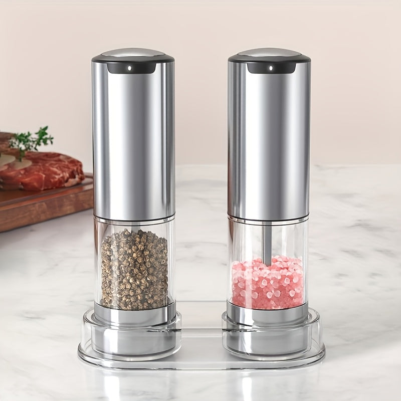 Par de molinillos eléctricos de sal y pimienta de acero inoxidable con carga por Type-C
