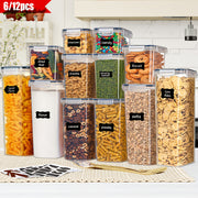 6/12 Pack BPA-Free Airtight Food Storage Containers with Lids Durable Plastic Canisters