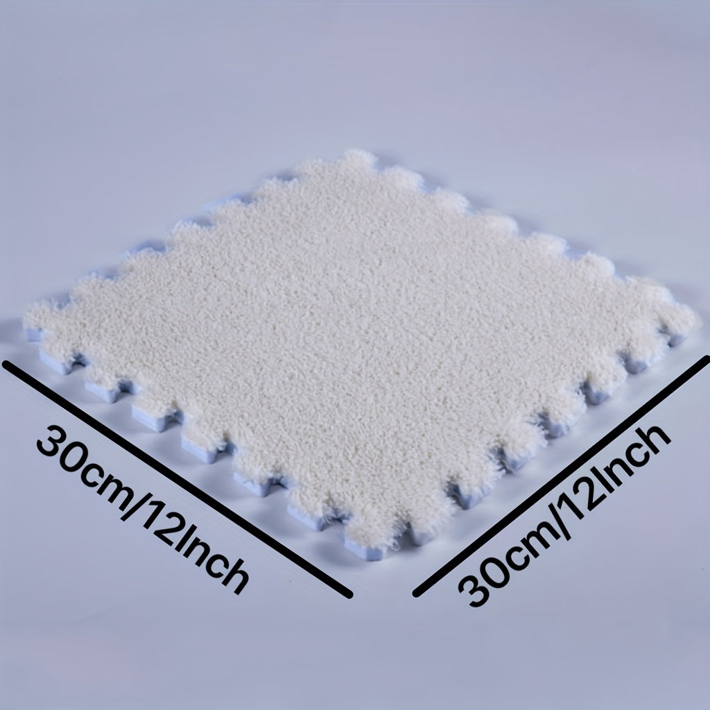 12pcs Black and White Mosaic Carpet Set Washable Plush Mats for Bedroom Living Kitchen Bathroom