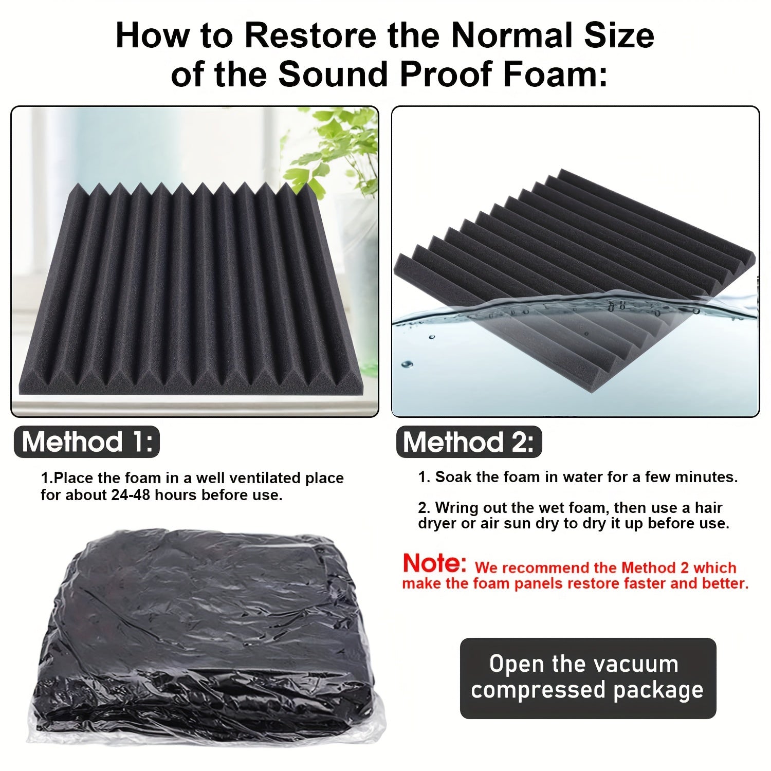 24 dona akustik ko‘pik panellari shovqin kamaytirish, aks-sado davolash, qora, yuqori zichlik, yong‘inga chidamli