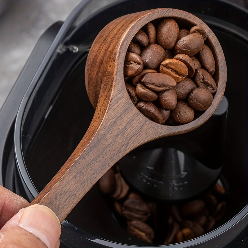 Juego de cucharas medidoras de café de nogal negro con mangos largos y cuerda para colgar