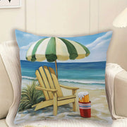 Beach Theme Flannel Cushion Cover 45.72cm Square Zippered Sofa Bedroom Living Room Car