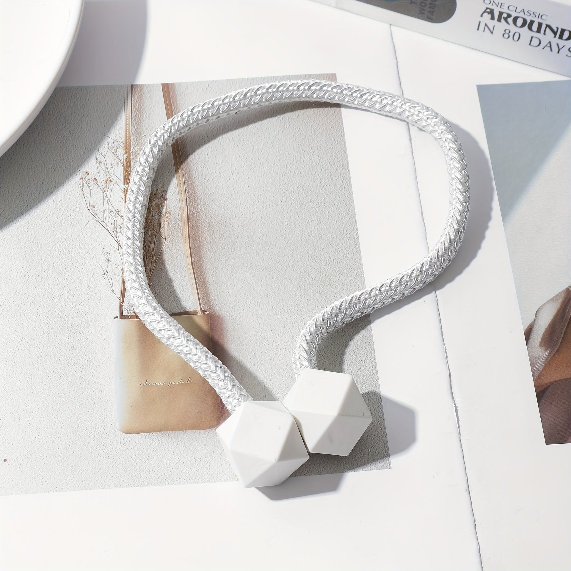 Magnetic Curtain Tiebacks with Thick Twist Cords and Strong Magnets for Home Decor