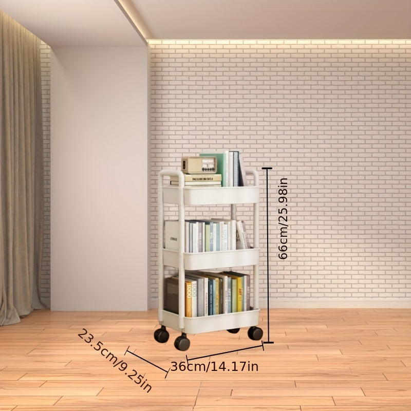 Многофункциональная пластиковая тележка для хранения с колесами для сухого и влажного использования в спальнях, кухнях и гостиных, черный, белый, 2 размера