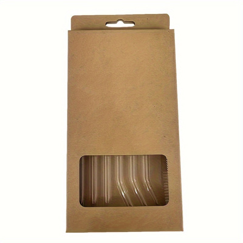 6 Pack Clear Borosilicate Glass Straws with Cleaning Brush Reusable Heat-Resistant