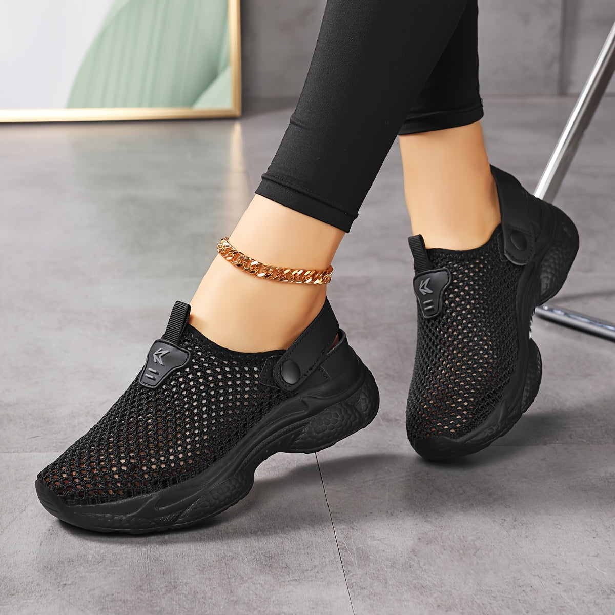 Ayollar uchun nafas oladigan slip-on kundalik sport poyabzali - qalin yostiqlangan tag, barcha mavsumlar uchun o'lchamlar 35-43