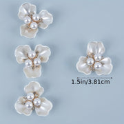 Set of 20 Faux Pearl Rhinestone Flower Button Embellishments for Jewelry Making and Crafts